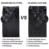 Pobokix Seamless Clip In Hair Extensions Real Human Hair Straight Brazilian Human Hair Clip In Extensions 8Pcs Pu Clip In Remy H