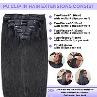 Pobokix Seamless Clip In Hair Extensions Real Human Hair Straight Brazilian Human Hair Clip In Extensions 8Pcs Pu Clip In Remy H