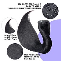 Pobokix Seamless Clip In Hair Extensions Real Human Hair Straight Brazilian Human Hair Clip In Extensions 8Pcs Pu Clip In Remy H