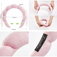 Ztomine Spa Headbands Set Of 2 Terry Cloth Face Wash Headbands For Women Puffy Makeup Headbands For Facial Mask Pink Ora