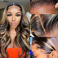 Haha Black Brown Highlight Ombre Lace Front Wig Human Hair Honey Blonde Highlight Lace Front Wig Pre Plucked Glueless Body Wave