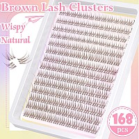 Brown Lash Clusters Wispy Eyelash Clusters Eyelash Extensions Natural Cluster Lash Extensions 168Pcs Cd Curl Diy Individual Lash