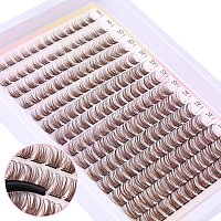 Brown Lash Clusters Wispy Natural Eyelash Clusters Eyelash Extensions 196Pcs D Curl Diy Individual Lashes Extensions