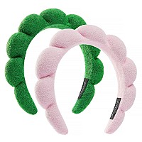 Ztomine Spa Headbands Set Of 2 Terry Cloth Headband Face Wash Headband Combo Pack Puffy Makeup Headbands For Face Washing