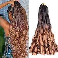 Luoyudu Ombre Braiding Hair Pre Stretched 24 Inch 2 Packs 430 French Curl Braiding Hair 75Gpack Curly Braiding Hair For Black