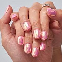 Glamermaid Press On Nails Extra Short Squoval Spring Summer Handmade Pinkish Purple Chrome Gel Glue On Nails 24Pcs Glazed Donu