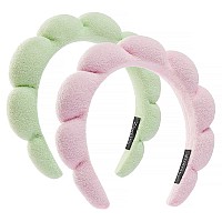 Ztomine Spa Headbands Set Of 2 Terry Cloth Headband Face Wash Headband Combo Pack Puffy Makeup Headbands For Face Washing