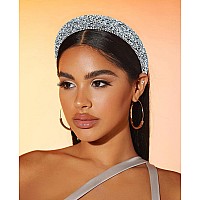 Wecoe 2Pcs Rhinestone Headbands Women Silver Colorful Diamond Padded Headband Bling Sparkly Glitter Beaded Jeweled Headbands Fas