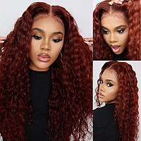 Beauty Forever Preeverything Frontal Glueless Reddish Brown 13X4 Water Wave Lace Front Wigs Human Hair Pre Cut Pre Bleached By