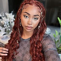 Beauty Forever Preeverything Frontal Glueless Reddish Brown 13X4 Water Wave Lace Front Wigs Human Hair Pre Cut Pre Bleached By