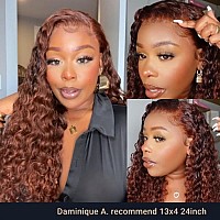 Beauty Forever Preeverything Frontal Glueless Reddish Brown 13X4 Water Wave Lace Front Wigs Human Hair Pre Cut Pre Bleached By