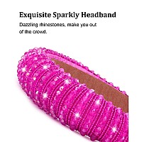 Wecoe 2Pcs Rose Red Black Rhinestone Headbands Women Girls Crystal Beaded Headband Fashion Cute Bling Sparkly Diamond Padded Thi