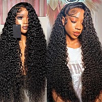 Higum 13X4 Deep Wave Lace Front Wigs Human Hair Hd Transparent Deep Curly Lace Front Wigs Human Hair 180 Density Frontal Gluele