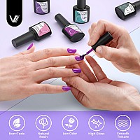 Vanreesa 21 Colors Gel Nail Polish Set 24 Pcs Gel Nail Polish Kit Glossy Matte Top Coat Base Coat Pink Purple Blue Green Gel P