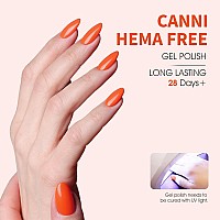 Canni Bright Orange Gel Nail Polish 1Pcs Neon Orange Gel Polish Red Orange Color Nail Polish Gel High Gloss Soak Off U V Gel Na