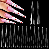 4Xl Stiletto Nail Tips 312Pcs Extra Long Clear Nail Tips For Acrylic Nails Professional Half Cover Stiletto Nail Tips Super Lo