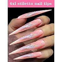 4Xl Stiletto Nail Tips 312Pcs Extra Long Clear Nail Tips For Acrylic Nails Professional Half Cover Stiletto Nail Tips Super Lo