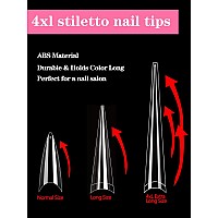 4Xl Stiletto Nail Tips 312Pcs Extra Long Clear Nail Tips For Acrylic Nails Professional Half Cover Stiletto Nail Tips Super Lo