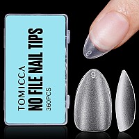 Tomicca Almond Nail Tips Short Gel X Nails 360Pcs Soft Gel Nail Tips Double Sided Matte Full Cover Tips Clear Acrylic Press