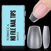 Tomicca Short Coffin Nails Full Cover No File Nail Tips 360Pcs Soft Gel X Nails Matte Fake False Acrylic Press On Nail Home Diy