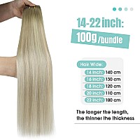 Youngsee Ombre Blonde Human Hair Weft Extensions Straight Silky Sew In Real Human Hair Extensions Ash Blonde Ombre Sunkissed Blo