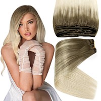 Sunny Sew In Human Hair Extensions Ombre Blonde Weft Hair Extensions Light Brown Roots To Platinum Blonde Ombre Human Hair Weft