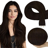 Full Shine Virgin Tape In Hair Extensions Dark Brown Color 2 Brown Tape In Hair Extensions Human Hair 20Inch Virgin Tape In Hair