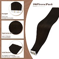 Full Shine Virgin Tape In Hair Extensions Dark Brown Color 2 Brown Tape In Hair Extensions Human Hair 20Inch Virgin Tape In Hair