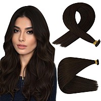 Full Shine Virgin Genius Weft Human Hair Extensions Dark Brown Hand Tied Weft Hair Extensions Soft Straight Hair Machine Remy Ha