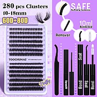 Toochunag Fluffy Clusters Lash Extension Kit Thick Eyelash Extension Kit 60D80D Wispy Cluster Individual Lashes Kit With Lash B