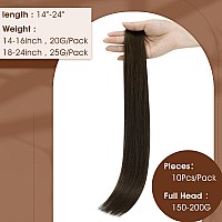 Full Shine Virgin Injection Tape In Hair Extensions Human Hair Color 2 Darker Brown Injected Human Hair Extensions Tape In 22 In