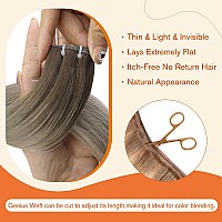 Full Shine Genius Weft Human Hair Extensions Hand Tied Weft Hair Extensions Virgin Hair Color Brown To Golden Brown Mix Blonde H