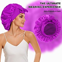 Large Silk Bonnet For Sleeping Satin Bonnet Hair Bonnet For Sleeping For Women Men With Tie Band Hair Wrap Shower Cap