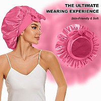 Large Satin Bonnet Silk Bonnet Hair Bonnet For Sleeping Double Layer Satin Bonnets For Women Natural Curly Hair Shower Cap