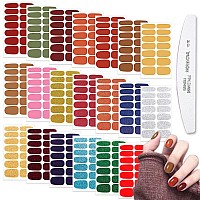 Wokoto 20 Sheets Nail Polish Strips With Nail File Set Glitter Solid And Simple Solid Nail Polish Wraps Nail Stickers Full Nail