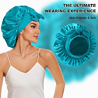 Satin Bonnet Silk Bonnet For Sleeping Double Layer Large Hair Bonnets For Women Men Natural Curly Hair Shower Cap