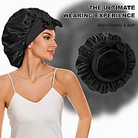 Large Satin Bonnet Silk Bonnet Hair Bonnet For Sleeping Double Layer Satin Hair Bonnet For Sleeping With Tie Band Shower Cap