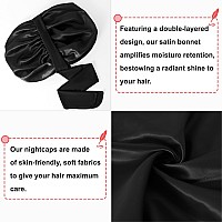 Large Satin Bonnet Silk Bonnet Hair Bonnet For Sleeping Double Layer Satin Hair Bonnet For Sleeping With Tie Band Shower Cap