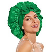 Large Satin Silk Hair Bonnet For Sleeping Double Layer Satin Bonnets With Tie Band Hair Wrap For Women Men Shower Cap