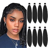 Zepin Pre Stretched Braiding Hair 16 Inch 8 Packs Professional Soft Yaki Braiding Hair For Braids Hot Water Setting Synthetic Cr