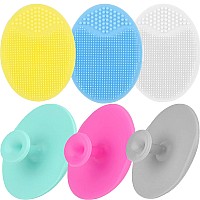 6 Pack Face Scrubber Soft Silicone Facial Cleansing Brush Exfoliator Blackhead Acne Pore Pad Cradle Cap Wash For Deep Cleaning