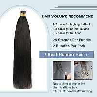 I Tip Hair Extensions Human Hair 26 Inch 1B Natural Black Itip Hair Extensions 50G50Strands Long Straight Pre Bonded Black I T