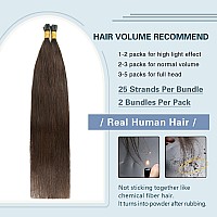 Sunya Brown I Tip Hair Extensions Human Hair 24 Inch 2 Dark Brown Itip Hair Extensions 50G50Strands Straight Pre Bonded I Tip