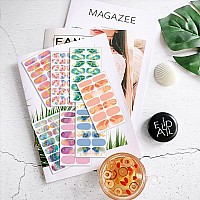 Wokoto 20 Sheets Colorful Marble Pattern Nail Polish Strips With 1Pc Nail File Nail Art Stickers Decals Full Nail Wraps For Wome