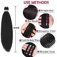 Zepin Pre Stretched Braiding Hair 12 Inch 8 Packs Professional Soft Yaki Braiding Hair For Braids Hot Water Setting Synthetic Cr