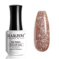 Rarjsm Pink Glitter Gel Nail Polish Metallic Pink Diamond Gel Polish Sparkly Chunky Iridescent Rainbow Platinum Pigments Nail Ge