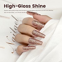 Rarjsm Pink Glitter Gel Nail Polish Metallic Pink Diamond Gel Polish Sparkly Chunky Iridescent Rainbow Platinum Pigments Nail Ge