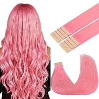 Goo Goo Tape In Hair Extensions Human Hair Peach Pink 18Inch 25G 10Pcs Colored Tape Ins Human Hair Extensions Silkysoft Inv