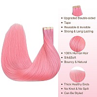 Goo Goo Tape In Hair Extensions Human Hair Peach Pink 18Inch 25G 10Pcs Colored Tape Ins Human Hair Extensions Silkysoft Inv