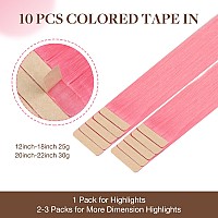 Goo Goo Tape In Hair Extensions Human Hair Peach Pink 18Inch 25G 10Pcs Colored Tape Ins Human Hair Extensions Silkysoft Inv